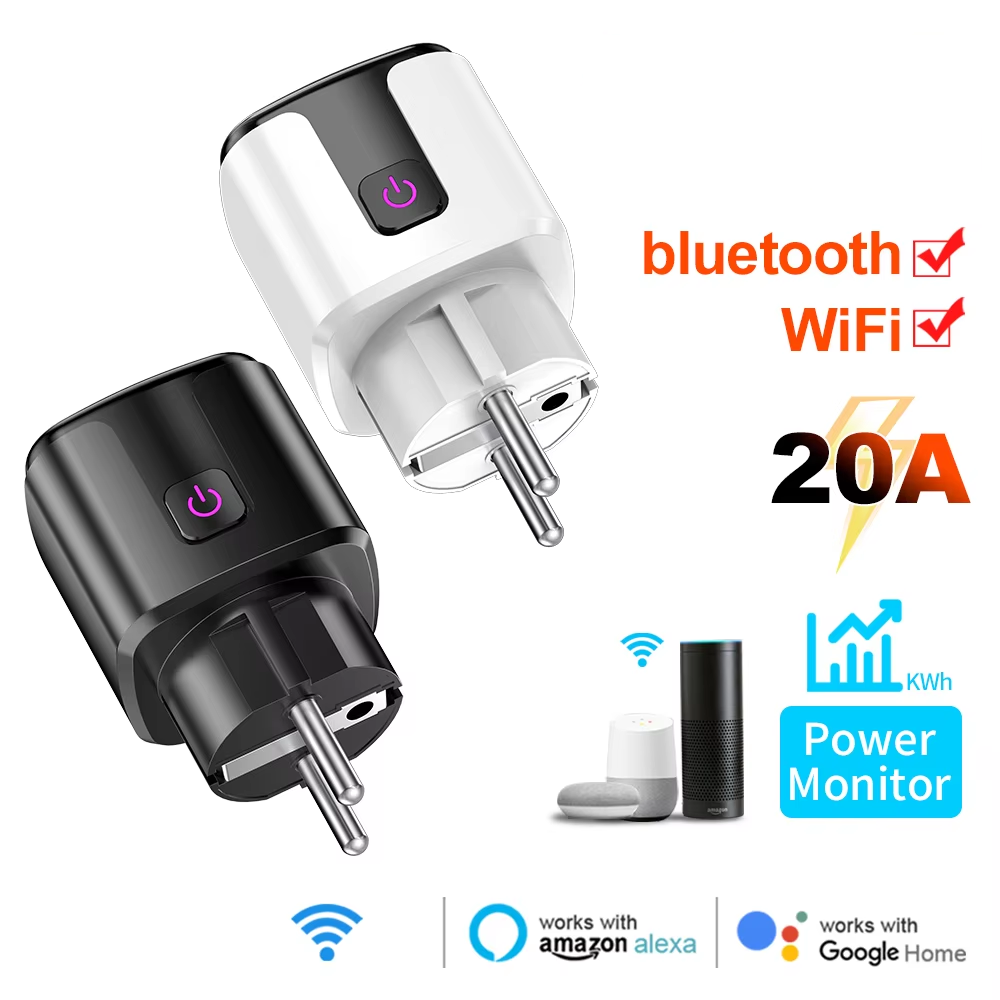 Wifi Smart Plug - Intelligente 20A EU-Steckdose mit WLAN+Bluetooth, Energieüberwachung,